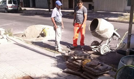 Trabajos de obra en distintos lugares de la Comuna