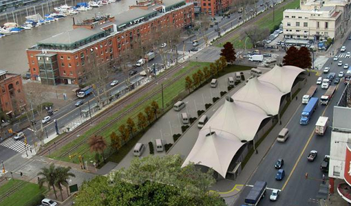 Nueva terminal de combis en Puerto Madero