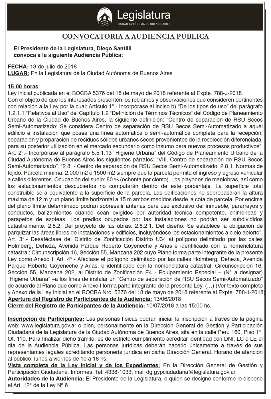 Audiencia Pública 13-07-2018