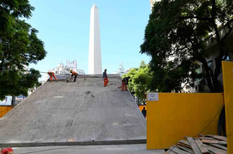 Obras del futuro Centro de Monitoreo de la avenida 9 de Julio