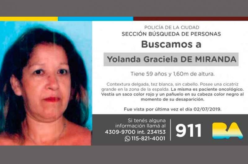 Búsqueda de persona – Yolanda Graciela de Miranda