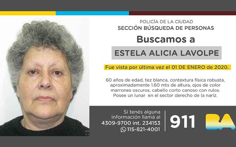 Búsqueda de persona – Estela Alicia Lavolpe