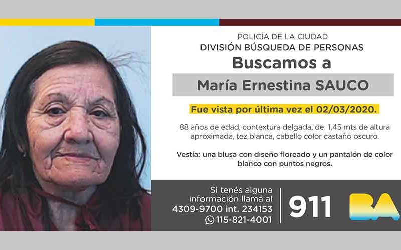 Búsqueda de persona – María Ernestina Sauco Búsqueda de persona – María Ernestina Sauco