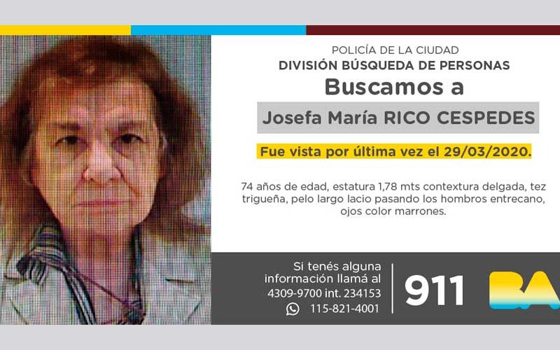 Búsqueda de persona – Josefa María Rico Cespedes