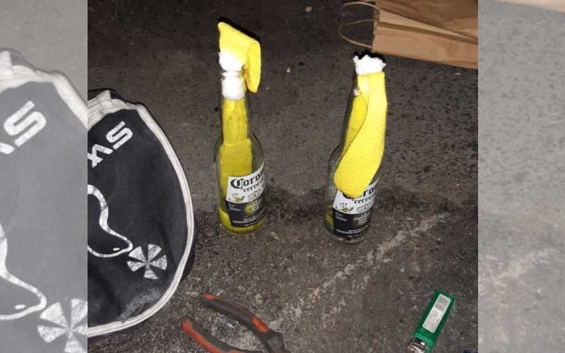 Un hombre fue detenido con dos bombas molotov en su mochila Un hombre fue detenido con dos bombas molotov en su mochila