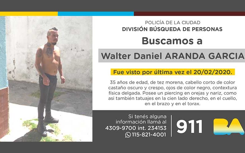 Búsqueda de persona – Walter Daniel Aranda García