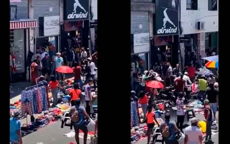 Flores: altercado entre manteros y comerciantes Flores: altercado entre manteros y comerciantes