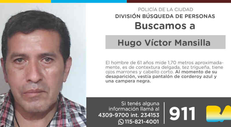 Búsqueda de persona – Hugo Víctor Mansilla Búsqueda de persona – Hugo Víctor Mansilla