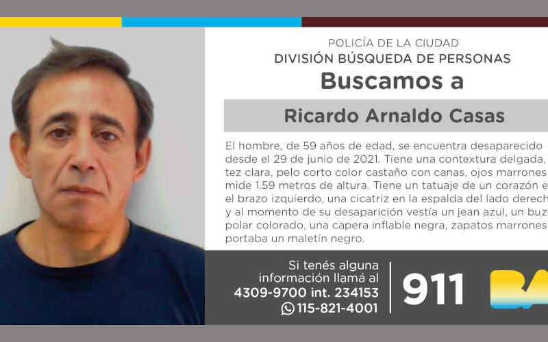 Búsqueda de persona – Ricardo Arnaldo Casas