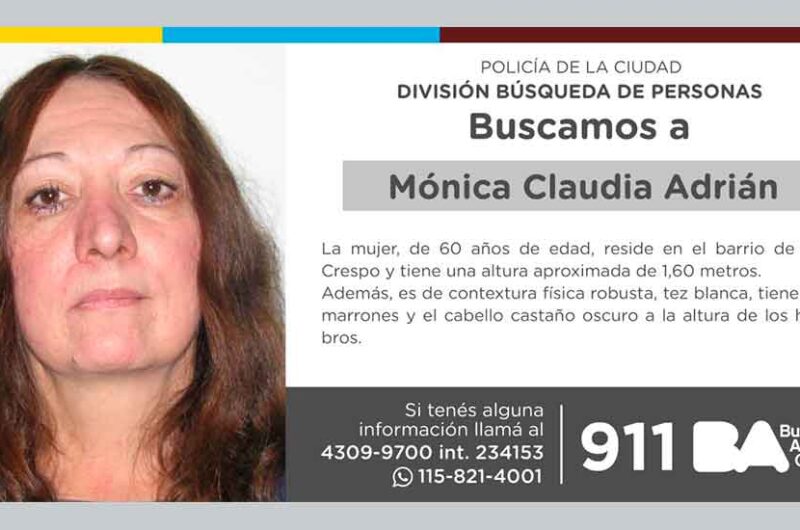 Búsqueda de persona – Mónica Claudia Adrián