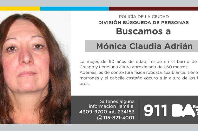 Búsqueda de persona – Mónica Claudia Adrián Búsqueda de persona – Mónica Claudia Adrián