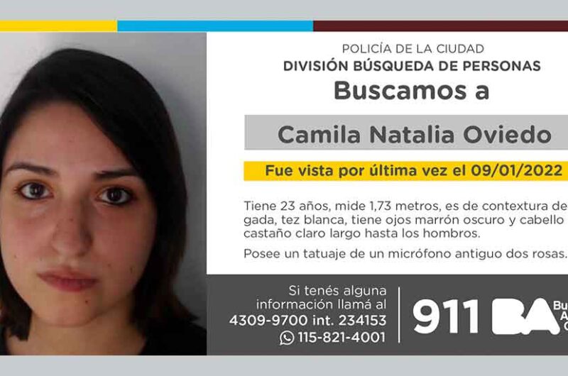 Búsqueda de persona – Camila Natalia Oviedo